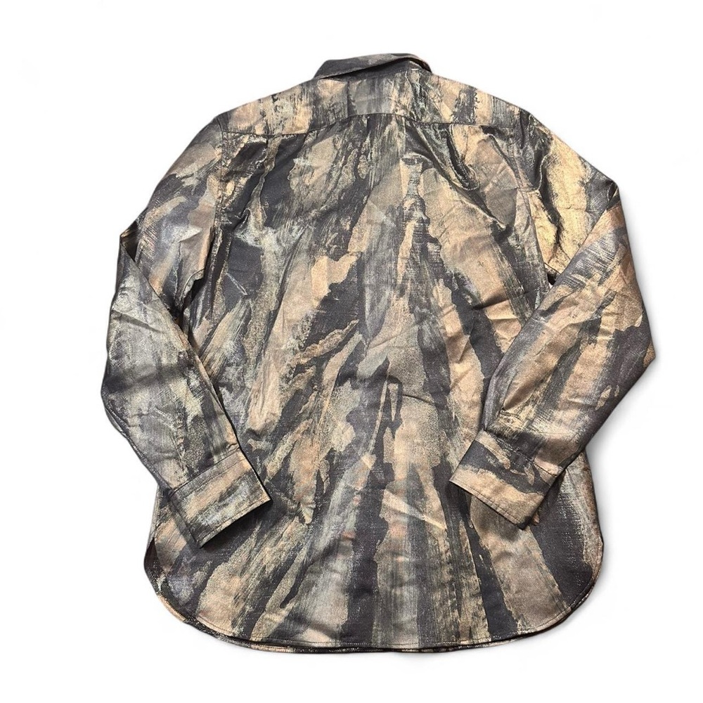 Ralph Lauren Purple Label Women’s Keara Ruffle Bib-Front Metallic Lame Shirt - Picture 5 of 5